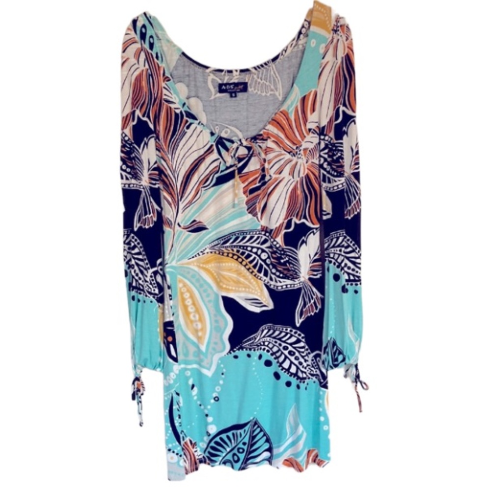 ABS Collection Allen B.Schwartz Tropical Print Dress Size Small